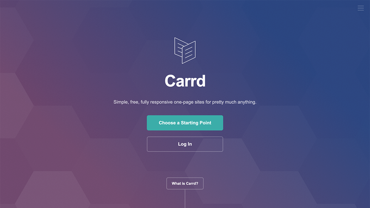 Screenshot of the Carrd website
