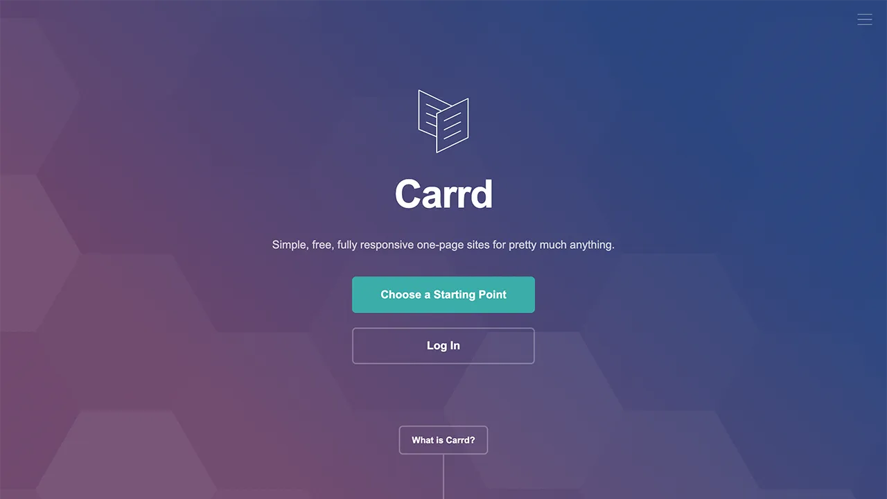 Screenshot of the Carrd landing page builder and responsive templates
