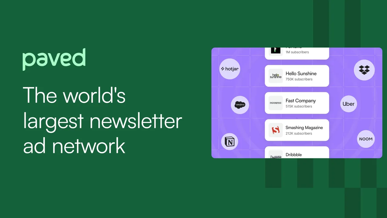Screenshot of the Paved newsletter ad network homepage
