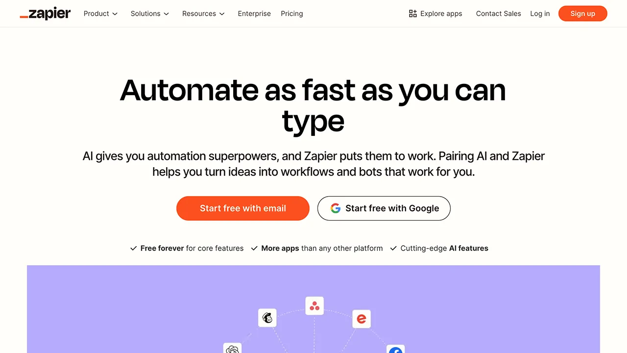 Screenshot of the Zapier workflow builder showing an AI-powered newsletter automation